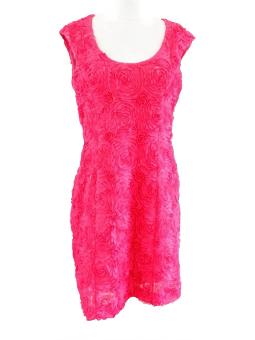 Nwt Sara Campbell Hot Pink 3d Rosette Floral Cocktail Dress Size 10
